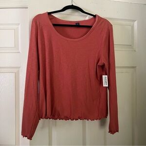 Women’s Old Navy Sugar Poppy Slim-Fit Rib-Knit Long Sleeve T Shirt Size XL